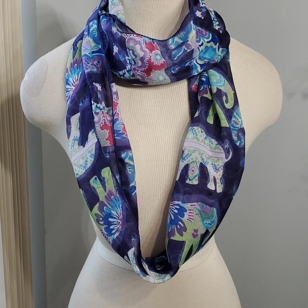 Infinity scarg. Light weight. With elephant design.‎ Multiple colors.